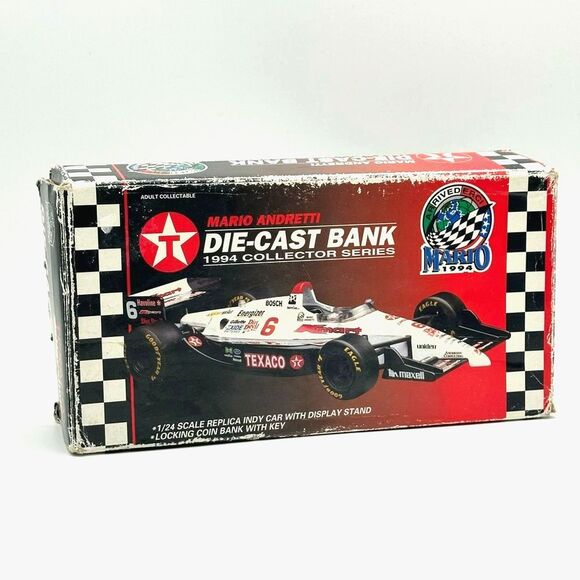 1994 Mario Andretti Texaco Die Cast Coin Bank Vintage Dirt Devil Model Indy Car - Picture 7 of 9